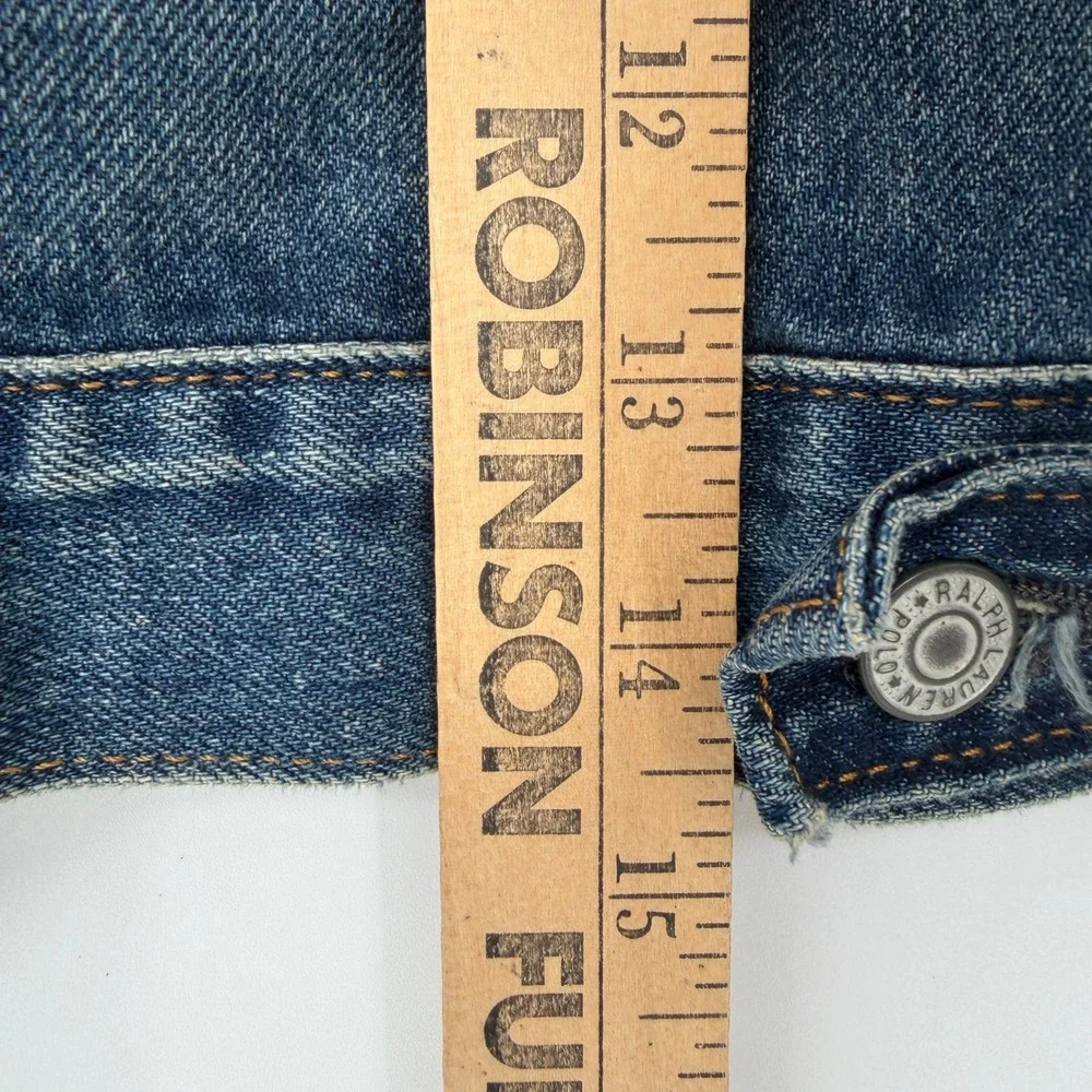 Polo Ralph Lauren Kids Denim Jacket Blue Medium Wash Distressed Trucker Size 5